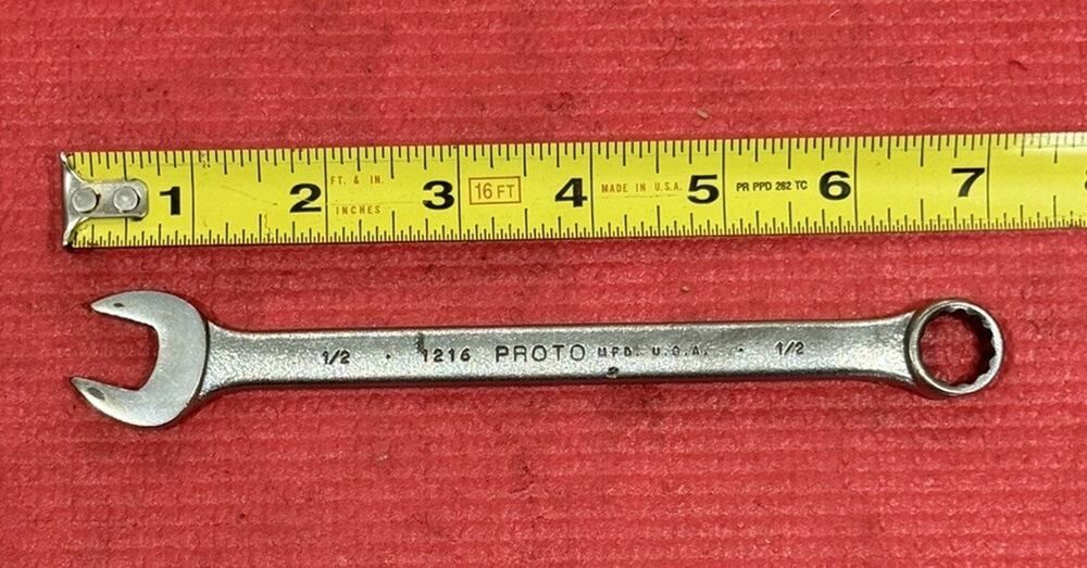 Vintage PROTO Professional Tools 1216, SAE 1/2" Combination Wrench 12PT USA